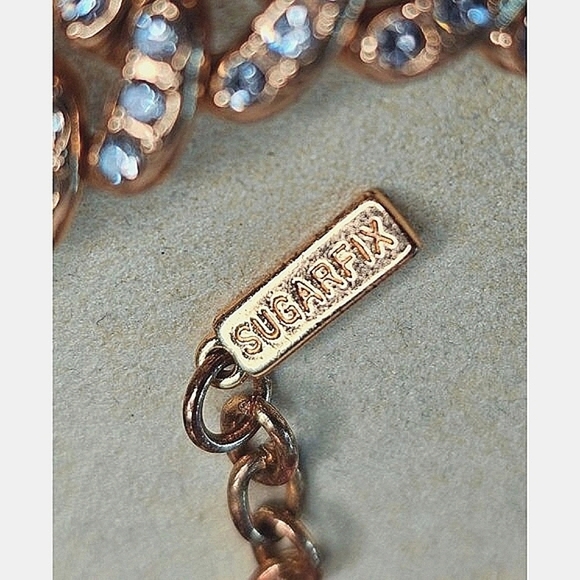 Sugarfix Sparkly Crystal Golden Chunky Chain Bracelet For Women Adjustable Lobst - Picture 7 of 8